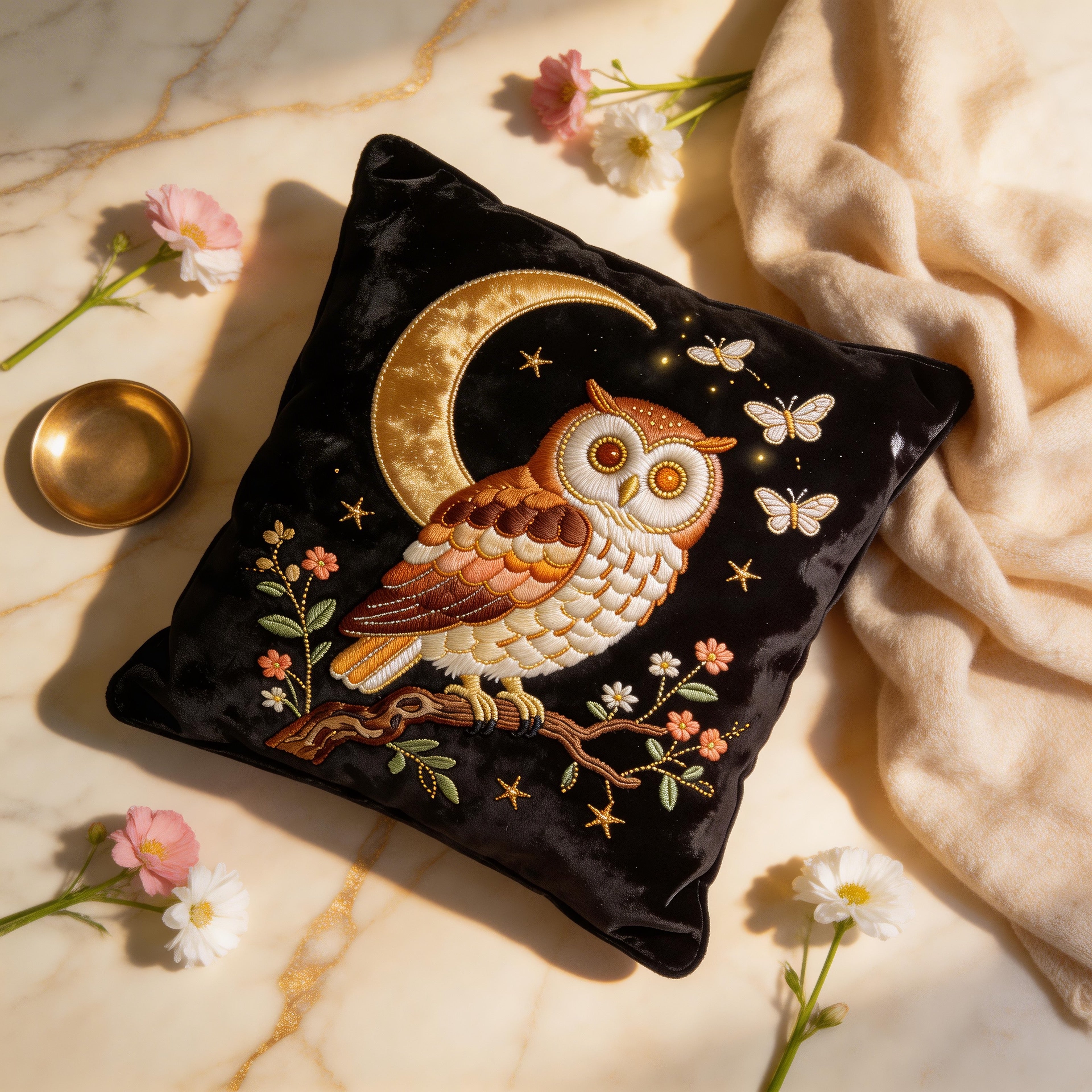 Moonlit Owl Cushion Cover