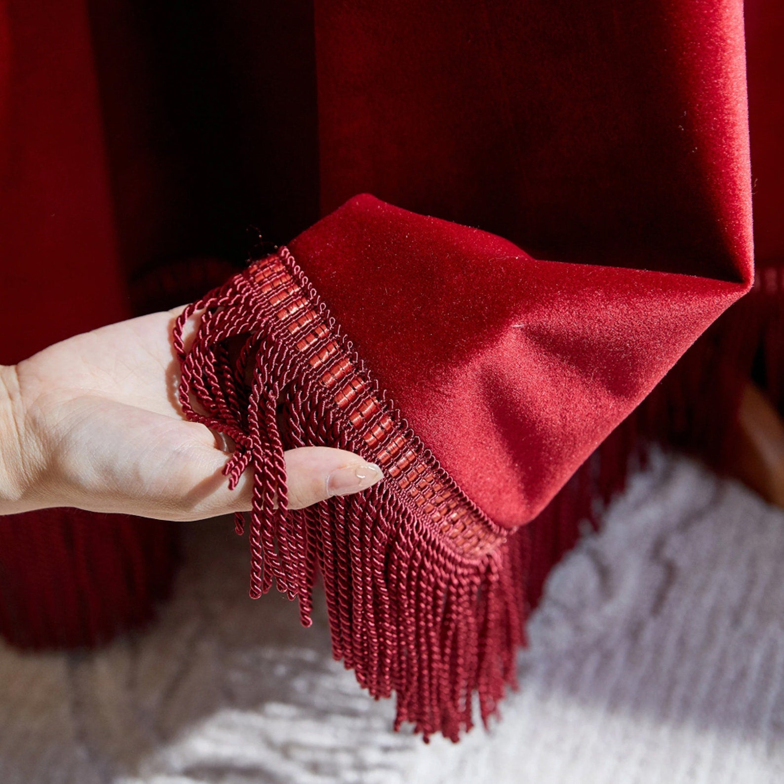 Luxury Velvet Finish Tablecloth (Wine Red)