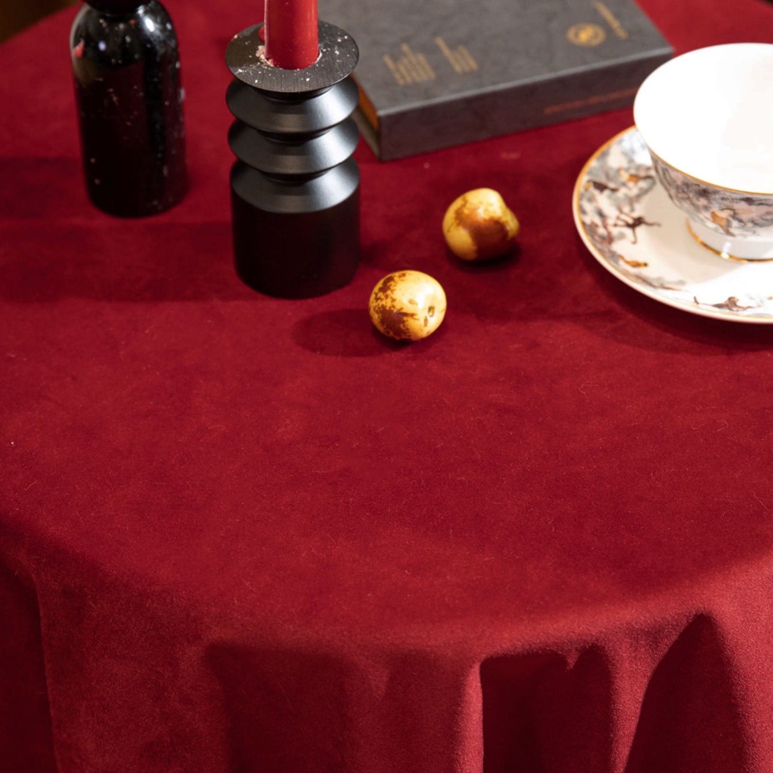 Luxury Velvet Finish Tablecloth (Wine Red)