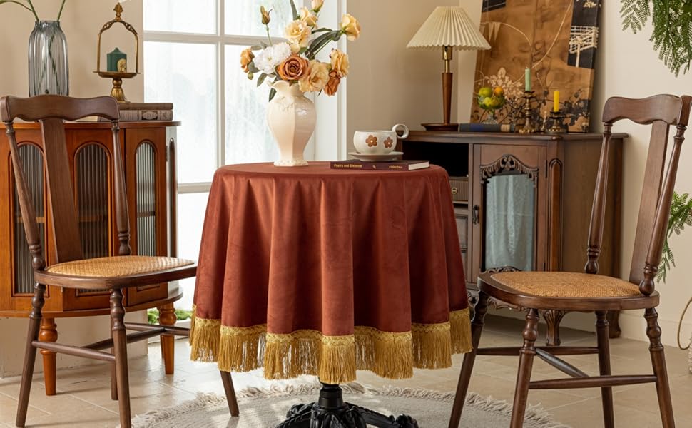 Vintage Charm Tassel Round Tablecloth