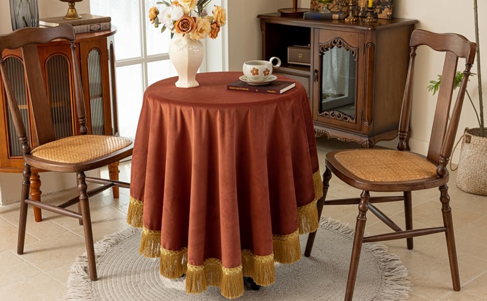 Vintage Charm Tassel Round Tablecloth