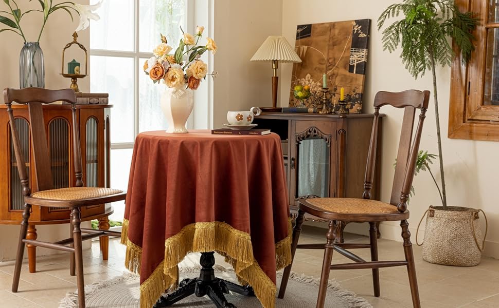 Vintage Charm Tassel Round Tablecloth