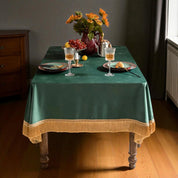 Classic Solid Tablecloth (Forest Green with Fringe)