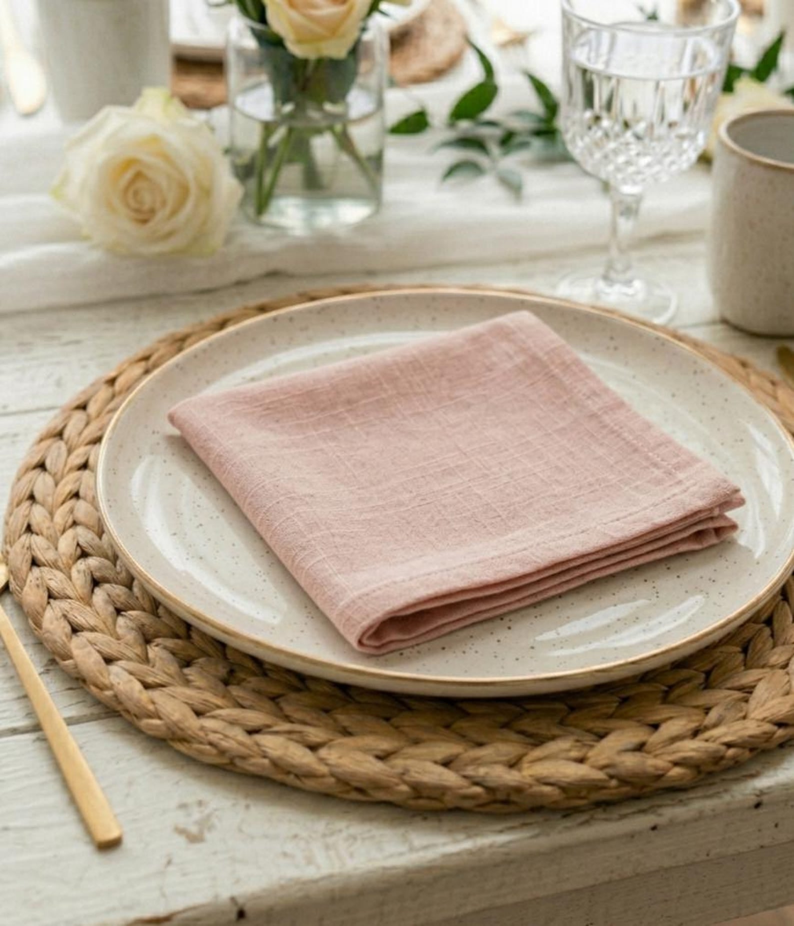 Blush Harmony Cotton Napkin (Pastel Pink)