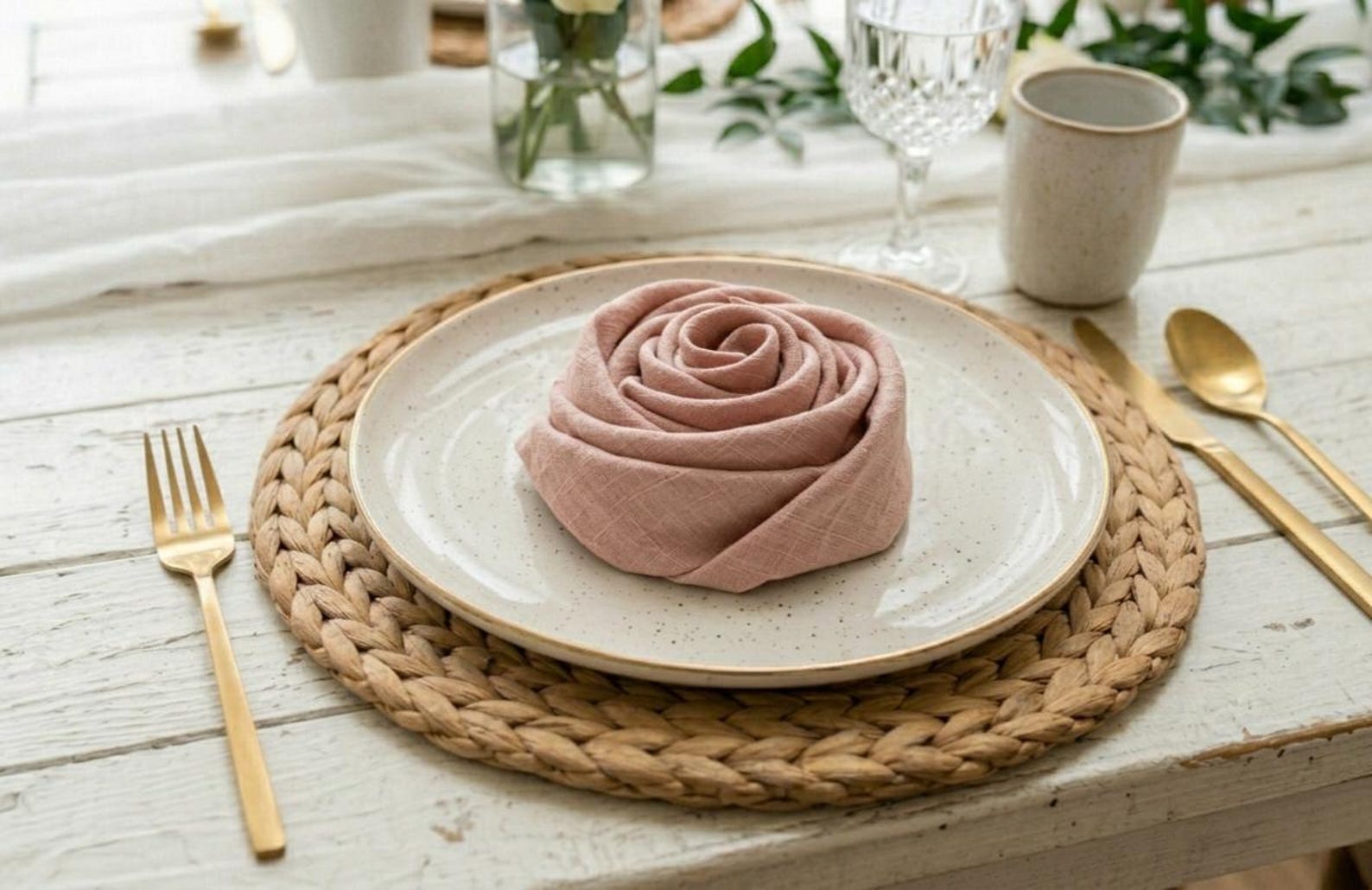 Blush Harmony Cotton Napkin (Pastel Pink)