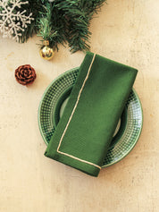 Festive Luxe Border Napkin (Emerald Green & Gold)